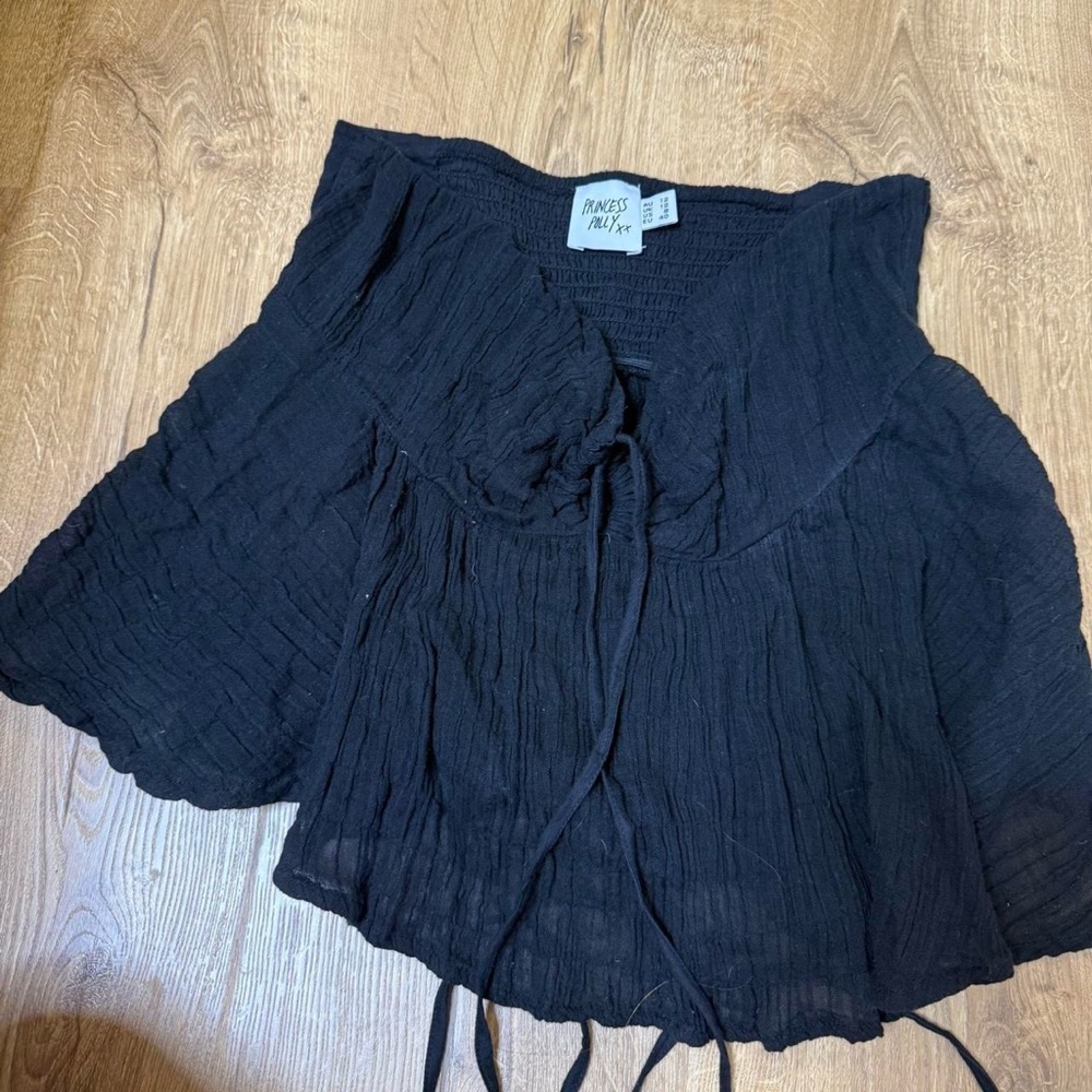 Princess Polly strapless black top with tie in the front size 8